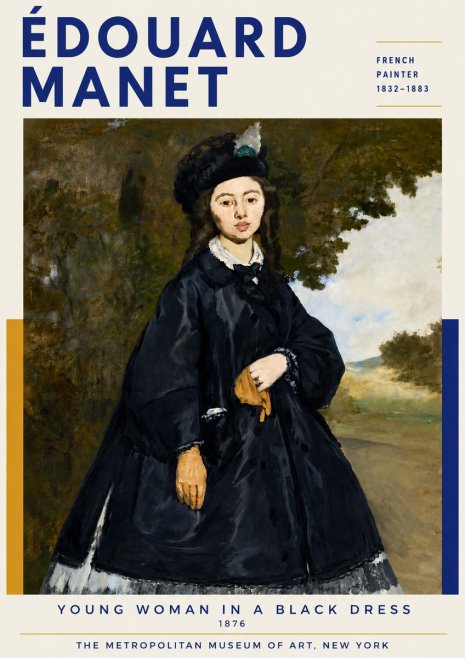 Édouard Manet Young Woman in a Black Dress No6 - Juliste