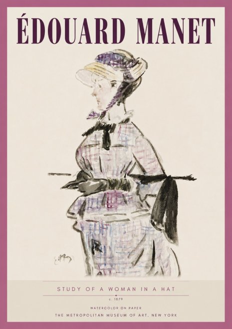 Édouard Manet Study of a Woman in a Hat No4 - Juliste