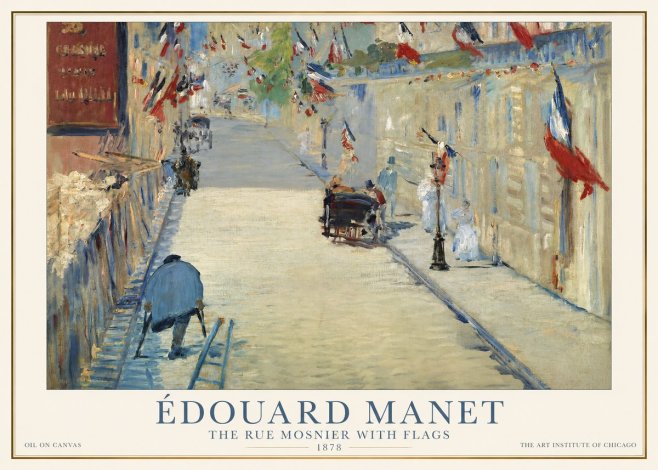 Édouard Manet The Rue Mosnier with Flags No1 - Juliste