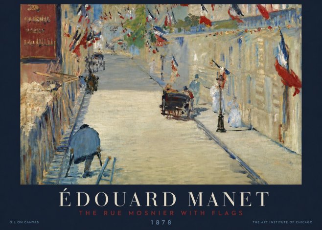 Édouard Manet The Rue Mosnier with Flags No3 - Juliste