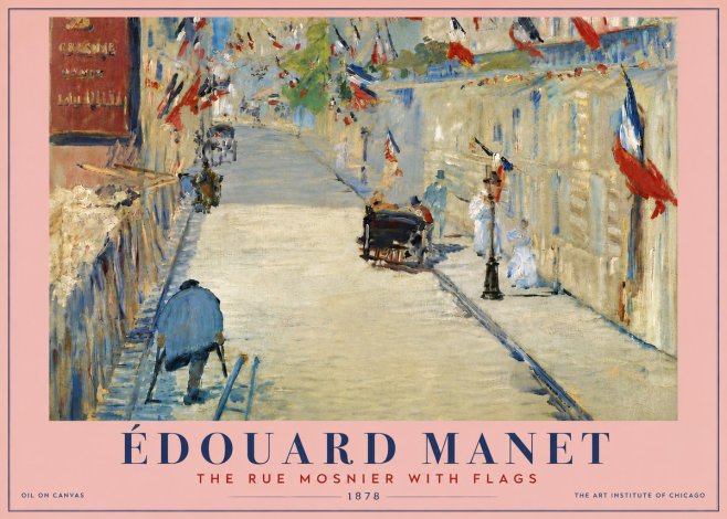 Édouard Manet The Rue Mosnier with Flags No6 - Juliste