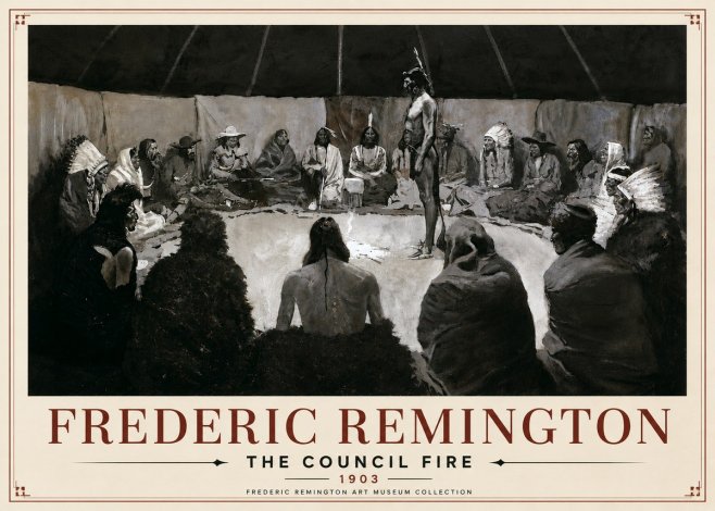Frederic Remington The Council Fire II No6 - Juliste