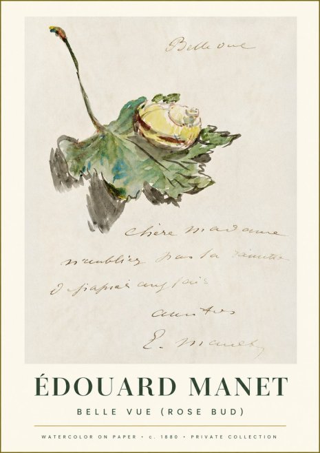 Édouard Manet A Rosebud with Leaf No2 - Juliste
