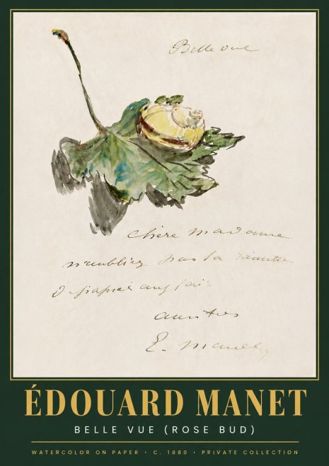 Édouard Manet A Rosebud with Leaf No5 - Juliste