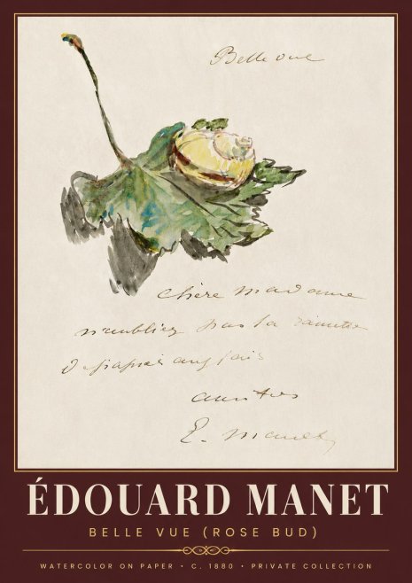 Édouard Manet A Rosebud with Leaf No6 - Juliste