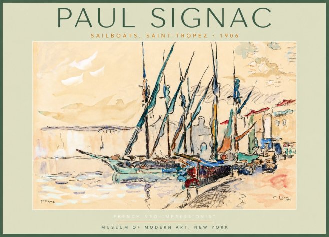 Signac Sailboats, Saint-tropez No4 - Juliste