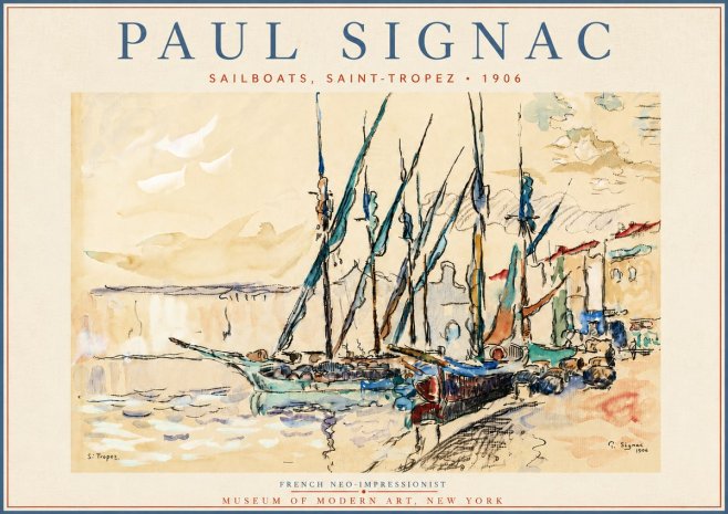 Signac Sailboats, Saint-tropez No6 - Juliste