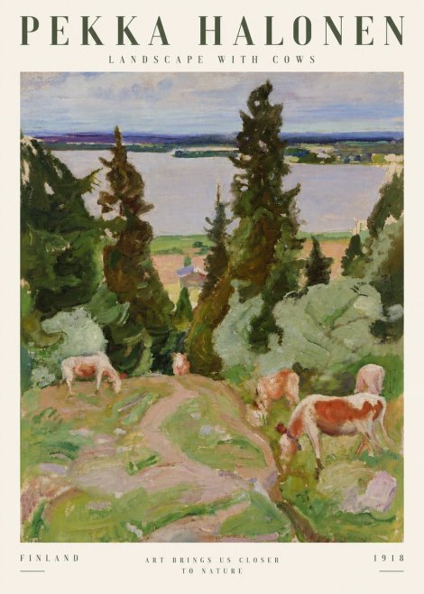 Pekka Halonen Landscape with Cows No4 - Juliste