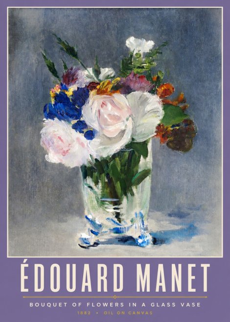 Édouard Manet Bouquet of Flowers in a Glass Vase No2 - Juliste