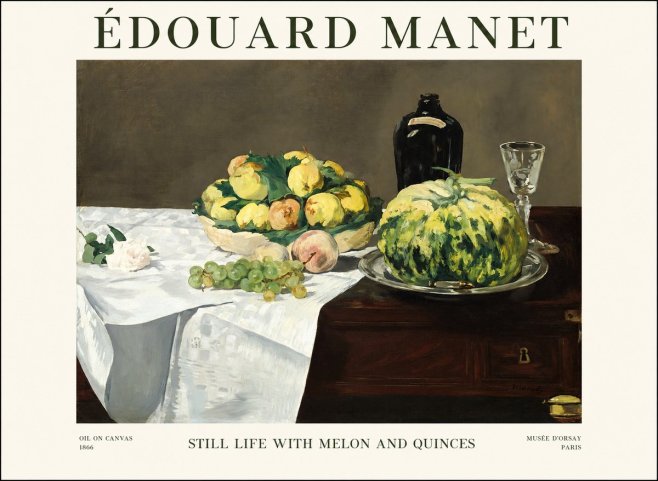 Édouard Manet Still Life with Melon and Quinces No1 - Juliste