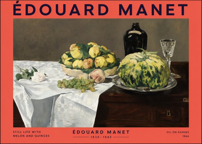 Édouard Manet Still Life with Melon and Quinces No2 - Juliste