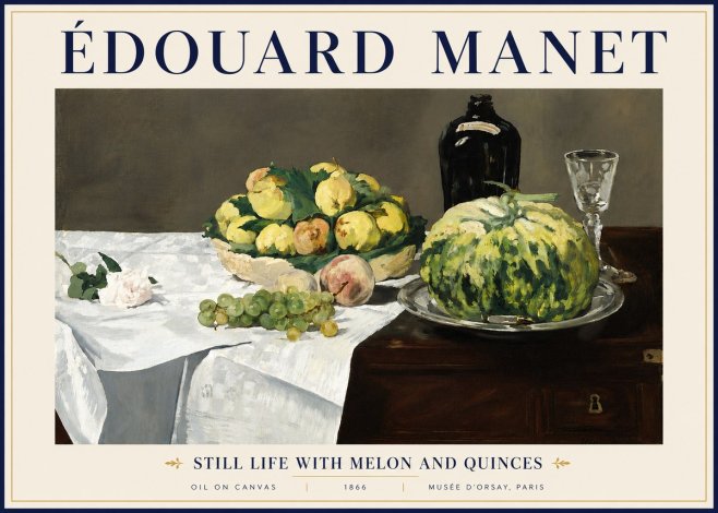 Édouard Manet Still Life with Melon and Quinces No5 - Juliste