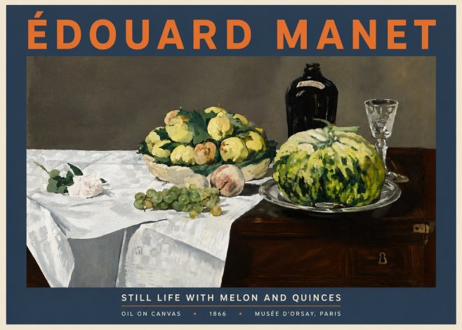 Édouard Manet Still Life with Melon and Quinces No6 - Juliste