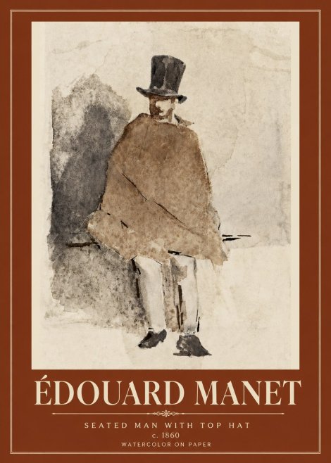 Édouard Manet Seated Man with Top Hat No6 - Juliste