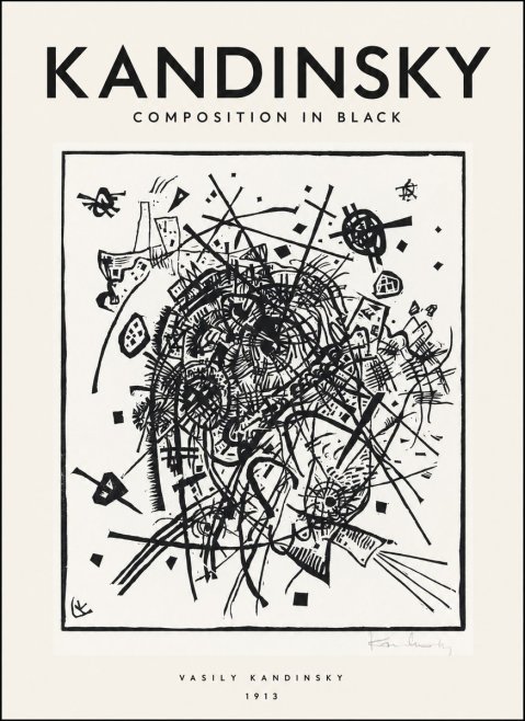 Kandinsky Composition in Black No1 - Juliste
