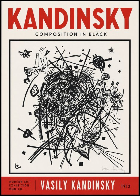 Kandinsky Composition in Black No2 - Juliste