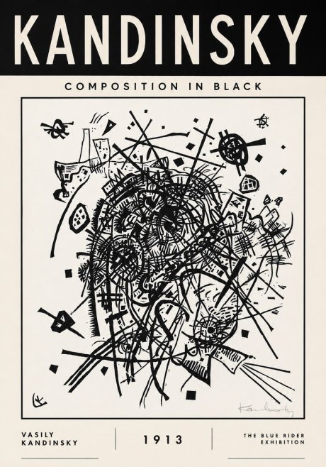 Kandinsky Composition in Black No3 - Juliste