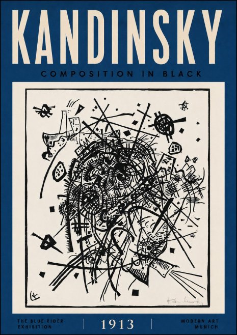 Kandinsky Composition in Black No5 - Juliste