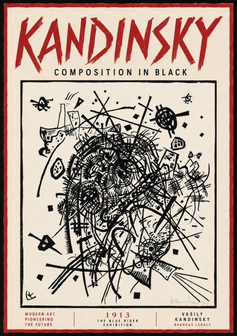 Kandinsky Composition in Black No6 - Juliste