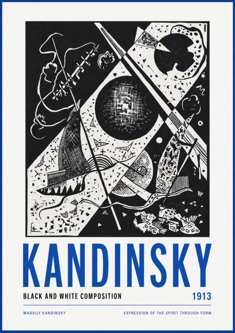 Kandinsky Black and White Composition No2 - Juliste