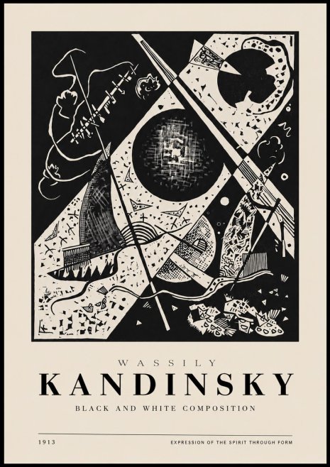 Kandinsky Black and White Composition No3 - Juliste
