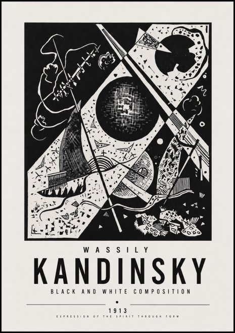 Kandinsky Black and White Composition No5 - Juliste