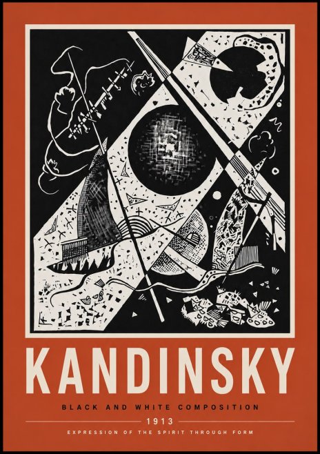 Kandinsky Black and White Composition No6 - Juliste