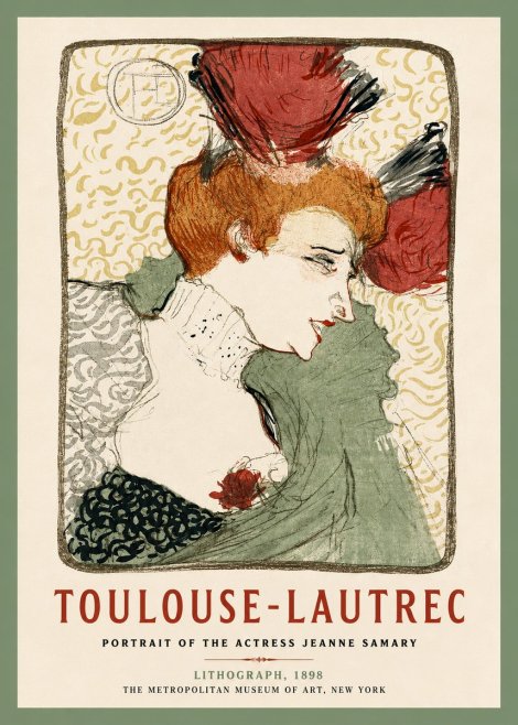 Toulouse-Lautrec Portrait of the Actress Jeanne Samary No2 - Juliste
