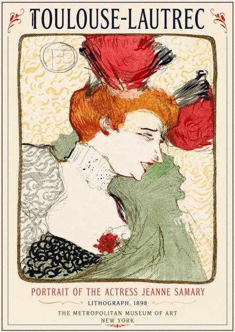 Toulouse-Lautrec Portrait of the Actress Jeanne Samary No3 - Juliste