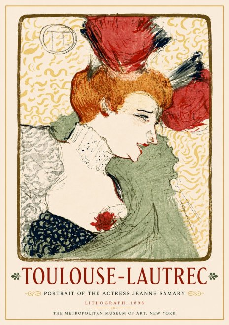 Toulouse-Lautrec Portrait of the Actress Jeanne Samary No4 - Juliste