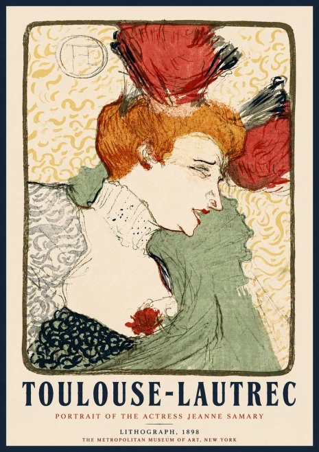 Toulouse-Lautrec Portrait of the Actress Jeanne Samary No5 - Juliste