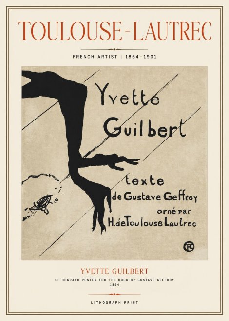 Toulouse-Lautrec Yvette Guilbert No1 - Juliste