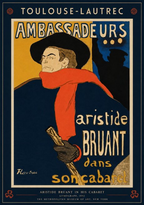 Toulouse-Lautrec Aristide Bruant in His Cabaret I No2 - Juliste
