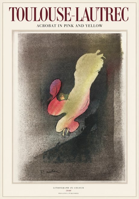 Toulouse-Lautrec Acrobat in Pink and Yellow No1 - Juliste