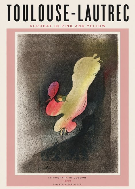 Toulouse-Lautrec Acrobat in Pink and Yellow No6 - Juliste