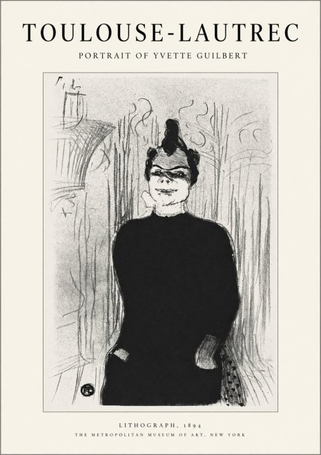 Toulouse-Lautrec Portrait of Yvette Guilbert No2 - Juliste