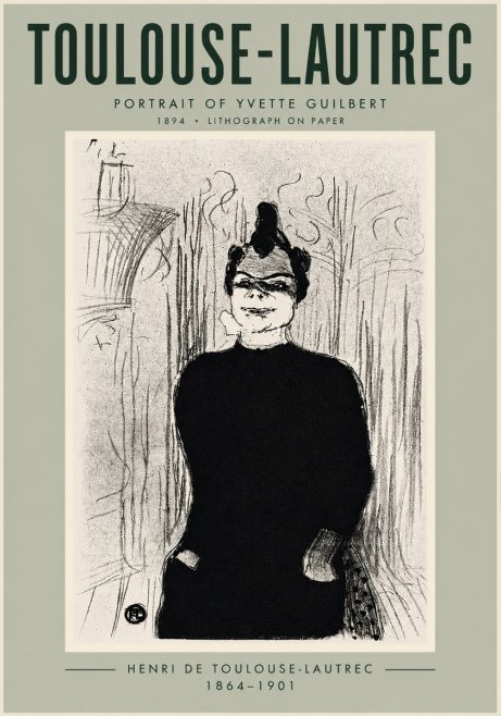 Toulouse-Lautrec Portrait of Yvette Guilbert No6 - Juliste