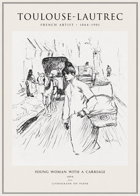 Toulouse-Lautrec Young Woman with a Carriage No1 - Juliste