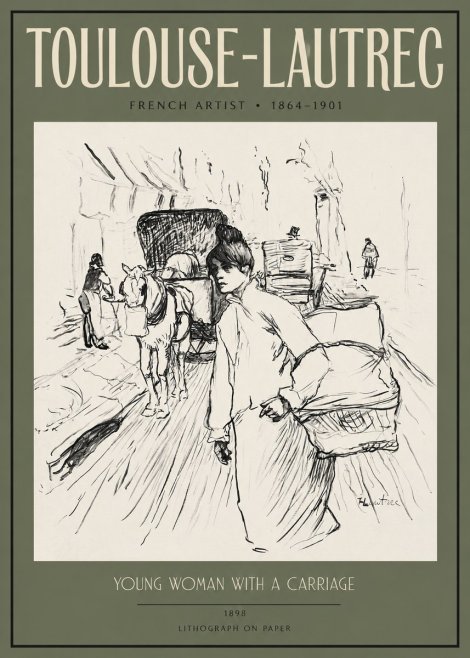 Toulouse-Lautrec Young Woman with a Carriage No2 - Juliste