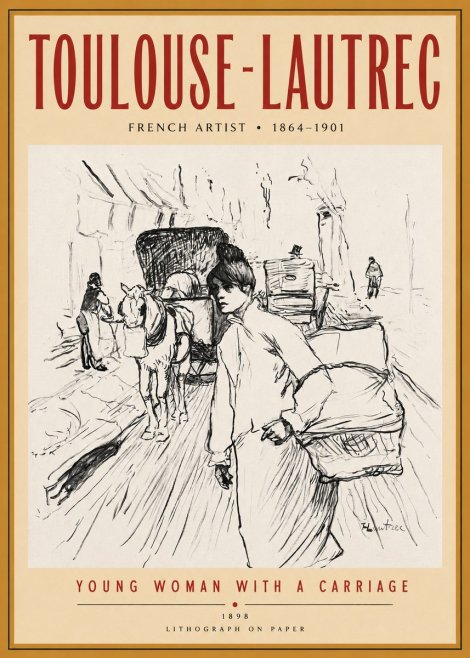 Toulouse-Lautrec Young Woman with a Carriage No3 - Juliste