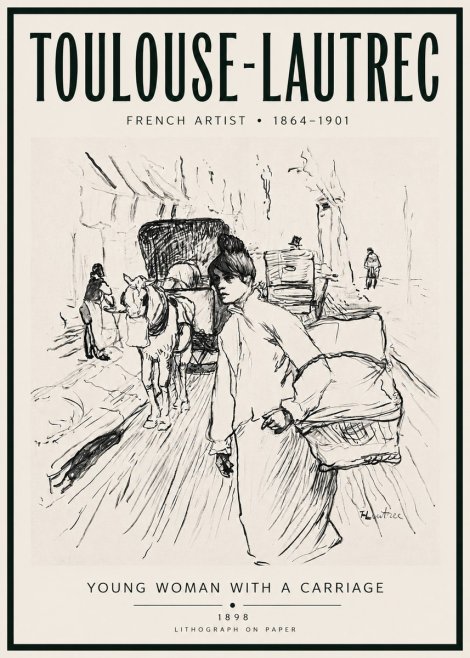 Toulouse-Lautrec Young Woman with a Carriage No4 - Juliste