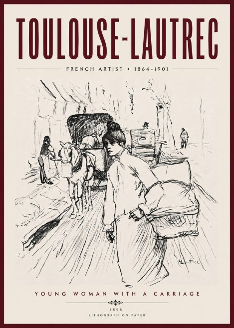 Toulouse-Lautrec Young Woman with a Carriage No5 - Juliste