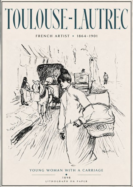 Toulouse-Lautrec Young Woman with a Carriage No6 - Juliste