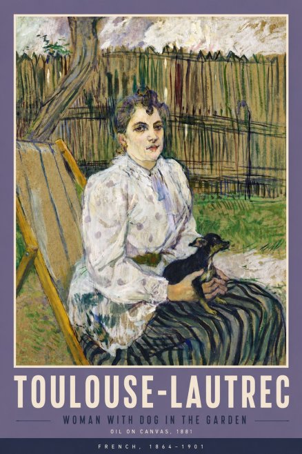 Toulouse-Lautrec Woman with Dog in the Garden No5 - Juliste