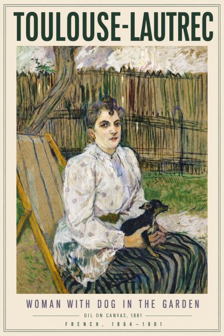 Toulouse-Lautrec Woman with Dog in the Garden No6 - Juliste