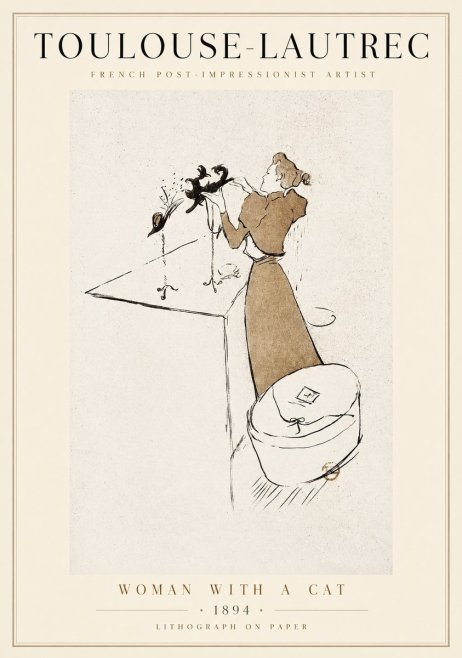 Toulouse-Lautrec Woman with a Cat No1 - Juliste