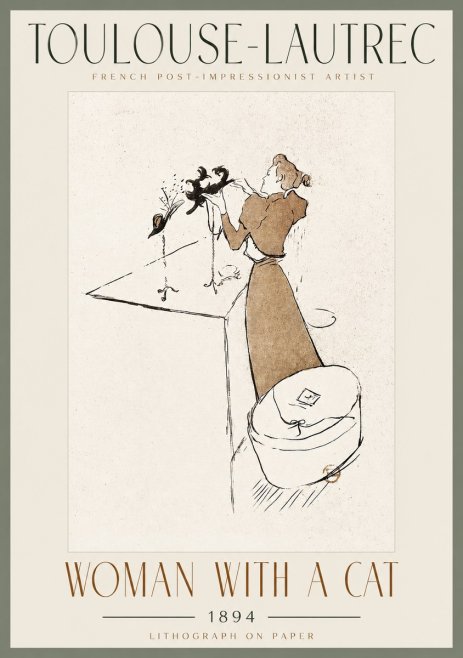 Toulouse-Lautrec Woman with a Cat No2 - Juliste