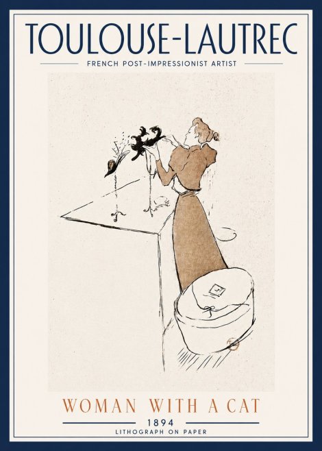 Toulouse-Lautrec Woman with a Cat No5 - Juliste