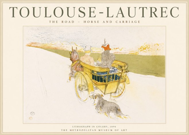 Toulouse-Lautrec The Road - Horse and Carriage No1 - Juliste