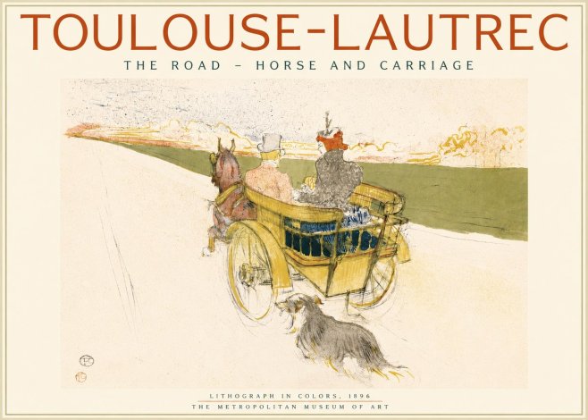 Toulouse-Lautrec The Road - Horse and Carriage No2 - Juliste